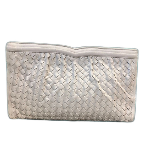 MM Morris Moskowitz Ivory Leather Woven Clutch and Shoulder Bag - Picture 1 of 10